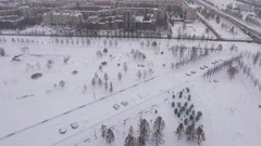 tilt winter view of suburb of Saint-Petersburg Pushkin town