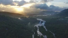 Rain forest waterfall Aerial View