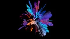 Color smoke,powder explosion on black (Cg, slow motion, alpha matte, 4k)