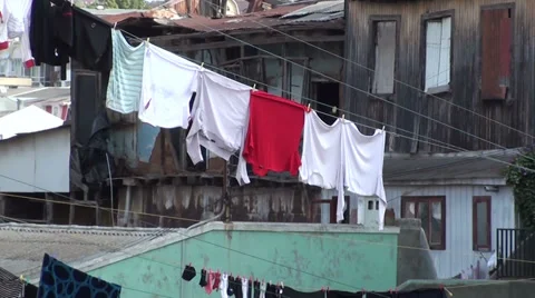 0724 Hanging clothes Stock Footage 36478847
