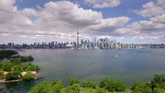 Toronto Skyline and Lake Ontario Aerial View, Toronto, Ontario, Canada