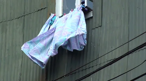 0728  Hanging clothes Stock Footage 36505645