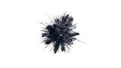 Cg animation of black powder explosion on white background