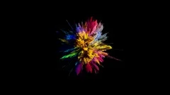 Cg animation of color powder explosion on black background