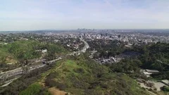 Los Angeles from Hollywood Hills Aerial Shot of Freeway & Cityscape