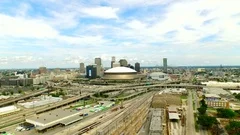 Epic New Orleans Skyline aerial drone view with superdome stock footage