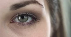 Extreme close-up of a green eye of a girl