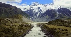 Beautiful view and glacier in Mount Cook National Park, New Zealand