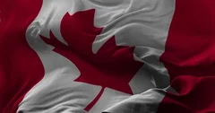 National Flag of  Canada waving in the wind slow motion