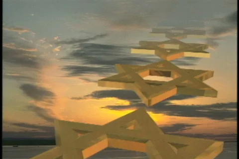 0741 star of david in the sky background Stock Footage 840638