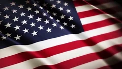Realistic 4K USA American national flag seamless looping waving animation