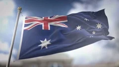 Australia Flag Waving Slow Motion 3D Rendering Blue Sky Background - Seamle..