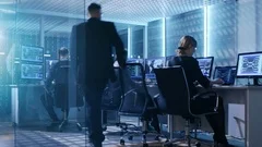 Time-Lapse Footage of Government System Control Center Full of Professional. 