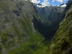 Aerial Landscape of New Zealand Fiordland on the Way to Milford Sound
