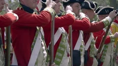 Revolutionary War British troops shoulder muskets