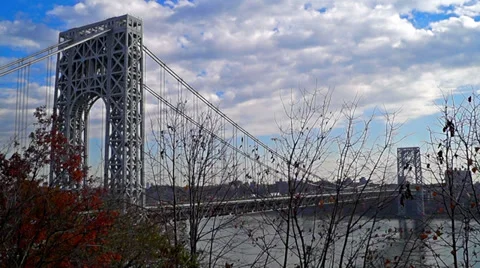 0754 George Washington Bridge Stock Footage 33722126