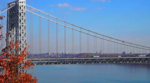 0755 George Washington Bridge Stock Footage 33722348