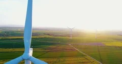 Close up of beautiful windmill turbines, wind reneval energy turbines