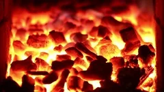 Coal burning in the furnace firebox