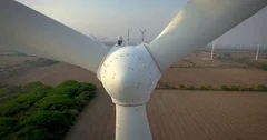 Extreme close up of a wind turbine generating electricity.