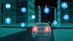 IoT car connect traffic information control system, Internet of things concept.
