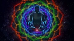 Depiction of 7 chakras in human body, Meditating enlightenment- 4k resolution