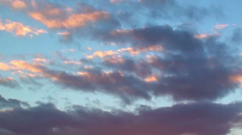 0764 Clouds at sunset gray clouds on a blue sky Stock Footage 37114557