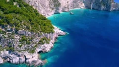 Tropical Ionian Greece Blue Lagoon island Aerial 4k travel video