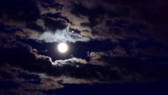 Night cloudy sky with full moon on a cloudy night