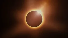 Solar eclipse with diamond ring effect