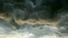 Amazing, threatening storm clouds sweeping overhead, time lapse view