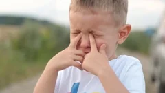 Child boy crying. Close-up