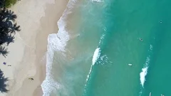 aerial of surfing in the Andaman sea Phuket