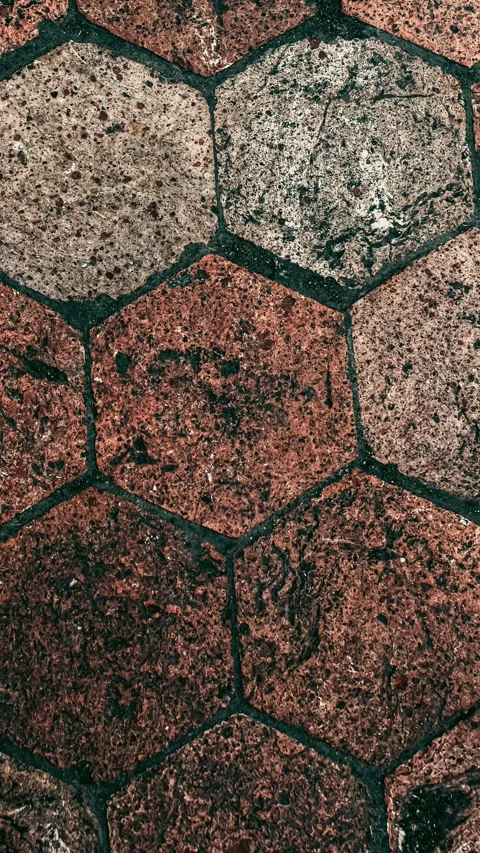 078_Hexagonal stone paving texture pattern.mp4 Stock Footage 345817643