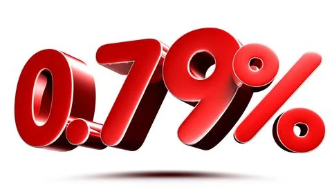 0.79 percent red on white background illustration 3D rendering with clipping  Stock Illustration