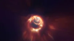 Abstract fiery wormhole tunnel fast moving animation