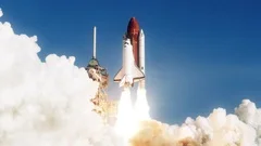 Space Shuttle launch in slow motion. (NASA logo removed)