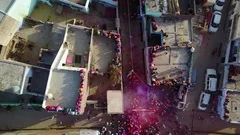 Holi festival in India - aerial drone footage [4k]