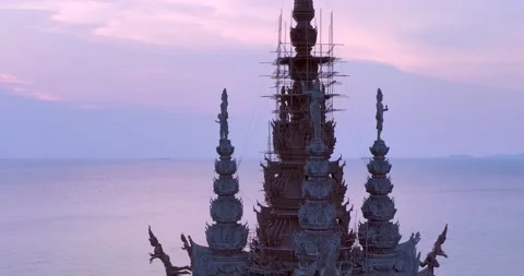 08 4k medium - Sanctuary of Truth Pattaya Thailand Video stock 239541214