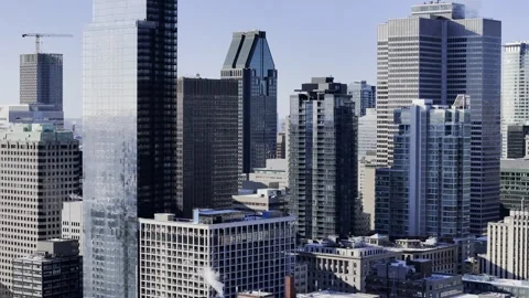 08 of April 2025. Drone flight in the downtown city skyline daytime view of Stock Footage 306337398