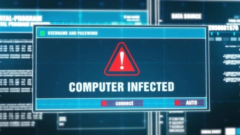 08. Computer Infected Warning Notification on Digital Security Alert on Screen. Stock Footage 95488577