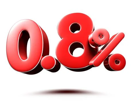 0.8 percent red on white background illustration 3D rendering with clipping p Stock Illustration