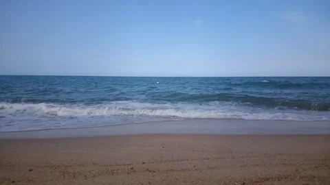 08 sandy beach with wave and breeze sound Stock Footage 145649317