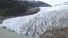 Alaska Mendenhall Glacier drone shots into glacier