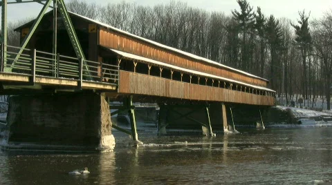 0804-C03 - Covered Bridge Stock Footage 266723
