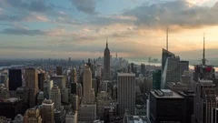 Beautiful New York City Day to Night Sunset Aerial Timelapse
