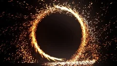 Seamless alpha animation of abstract fire ring of fire flame fireworks burning