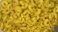Extremely Close-up shot of poured pasta