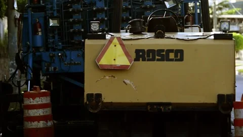 On 08/07/2023, skilled workers and machinery transform roads in San Salvado.. 스톡 동영상 247876691