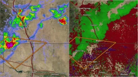 080816 Colorado T-storm Split Screen Radar Stock Footage 66774871